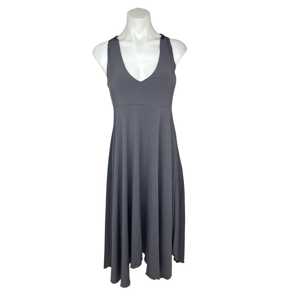 Moda International Gray Sleeveless Scoop Neck Crossback Fit & Flare Dress Size M